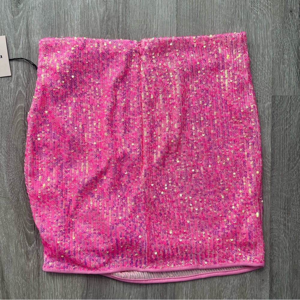 NWT Superdown Misty Sequin Embroidered Wrap Mini Skirt Pink Swiftie Small - Picture 8 of 10